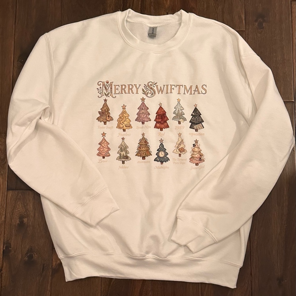 New! White Crewneck Swiftmas Sweater